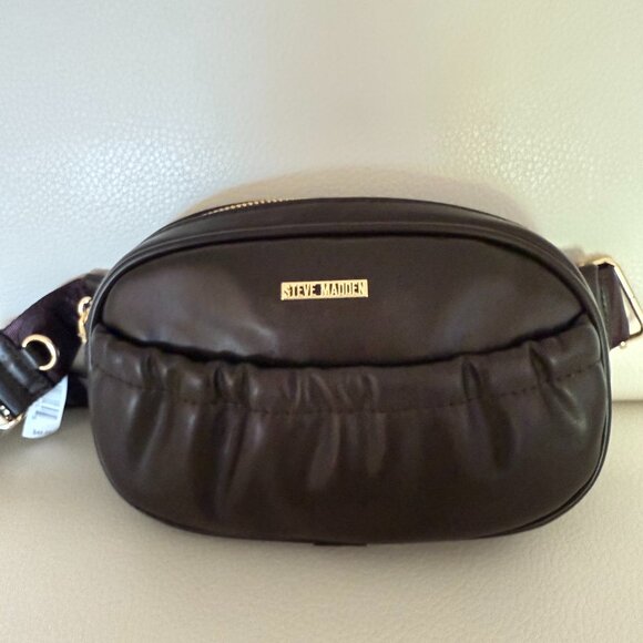 NEW STEVE MADDEN BELT BAG FANNY PACK CROSSBODY SLING BROWN FAUX LEATHER - Picture 1 of 6